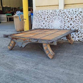 Handmade Indian Furniture Solid Hard Wood French Legged Coffee table with Metal Fittings 135x135x36Cm